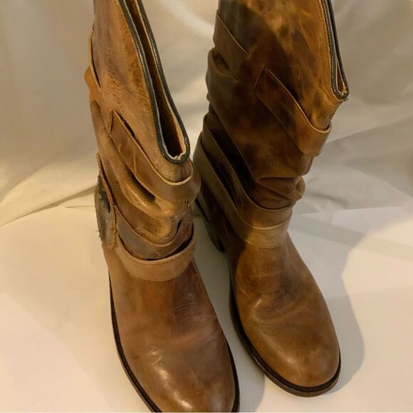 Johnny Ringo Size 7B Tan Distressed Slouch Harness Western Cowboy Boot - Picture 5 of 15